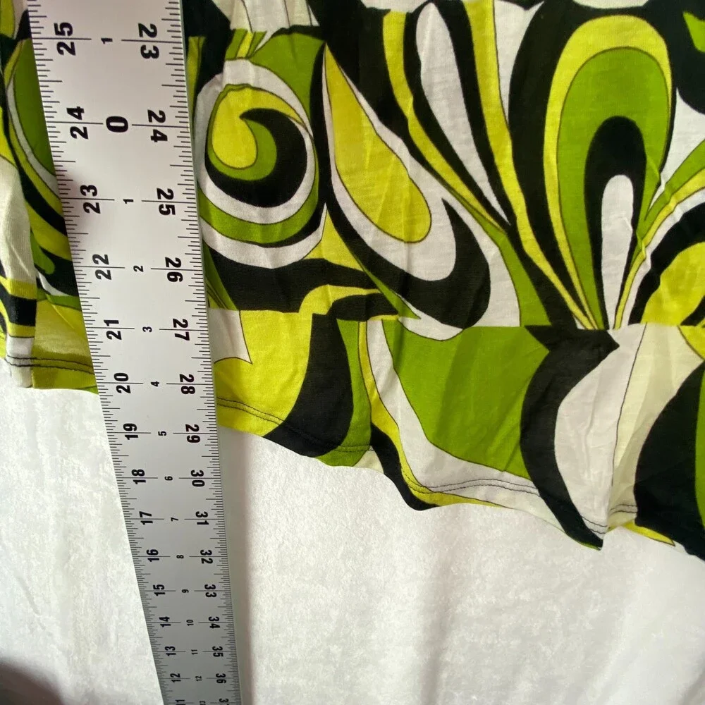 Michael Kors Lime White Black Pattern Women's Spring Round Neck Top MS45E56DX6